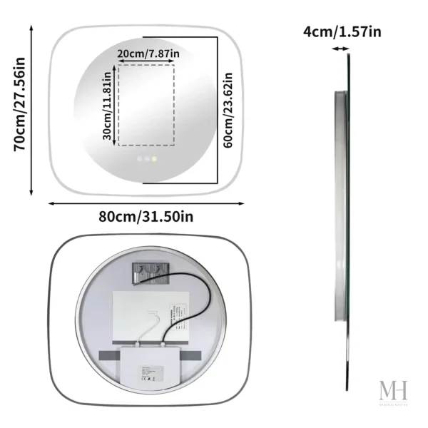 Miroir de salle de bain avec éclairage LED intégré