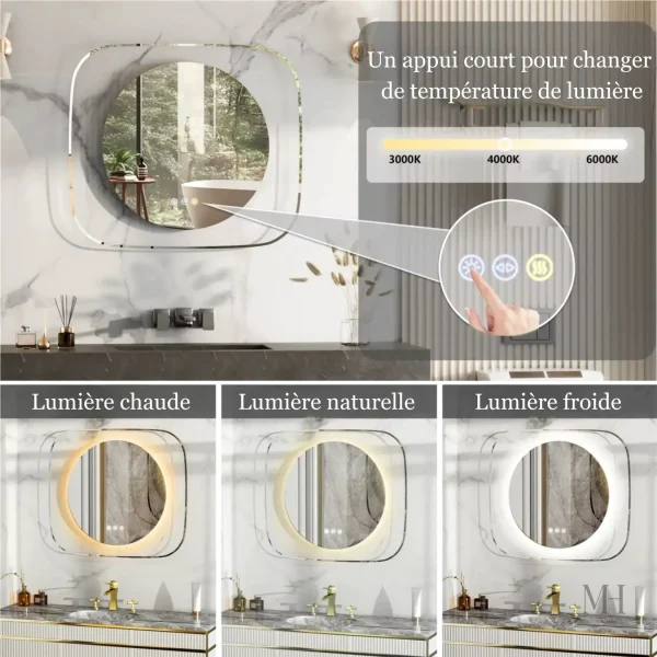 Miroir LED élégant pour votre espace de bain