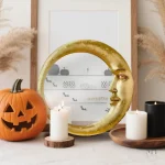 Miroir de Sorcière Lune Doré - Décoration murale mystique