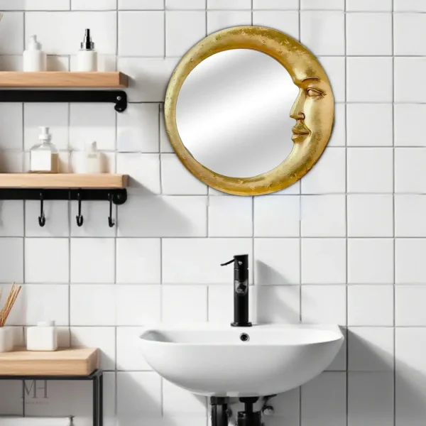 Miroir rond mystique doré pour décoration moderne