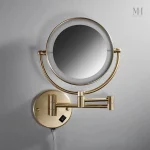 Miroir mural LED doré avec grossissement 10x