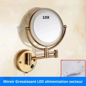 Miroir de maquillage rétro avec éclairage LED