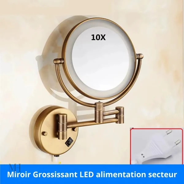 Miroir de maquillage rétro avec éclairage LED