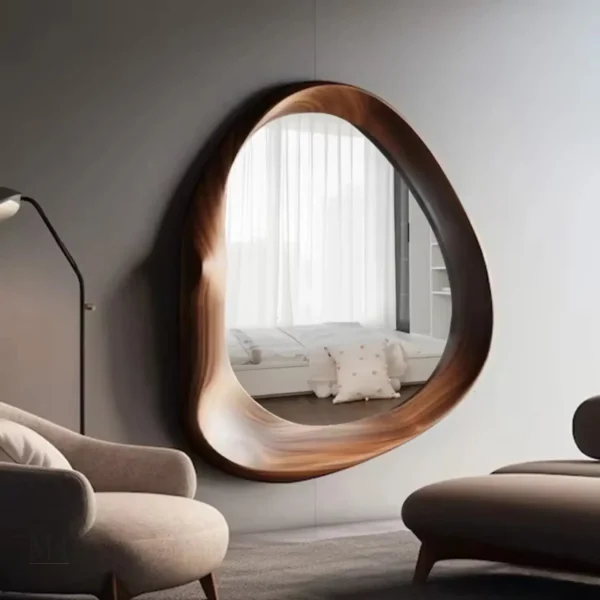 Miroir Design Bois – Élégance et Forme Sculpturale