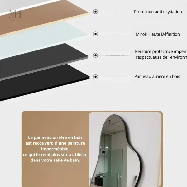 Miroir Élégant en Bois pour Salon Contemporain