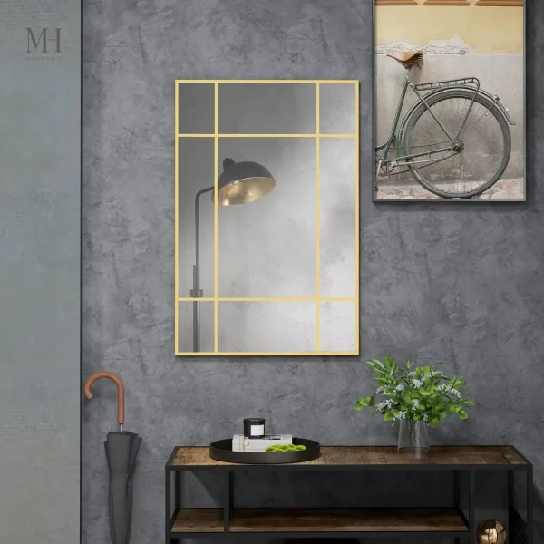 Miroir Doré Élégant et Pratique pour Salle de Séjour