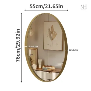 Miroir mural doré au design contemporain et élancé