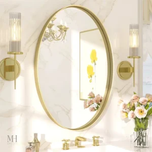 Miroir ovale doré pour une décoration moderne