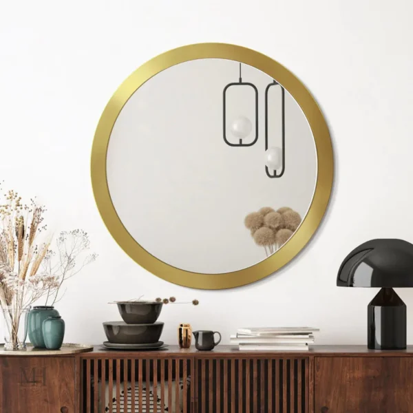 miroir-dore-rond-1 Miroir Doré Rond 80 cm pour un intérieur raffiné