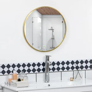 Miroir Rond Doré 50 cm pour Salle de Bain