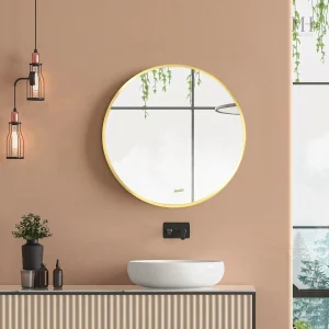 Miroir de Salle de Bain Rond en Aluminium