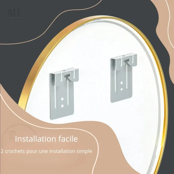 Miroir 50 cm de Style Moderne en Or Brossé