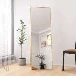 Miroir sur pied doré, style élégant et moderne