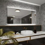 Grand miroir de salle de bain avec éclairage intégré