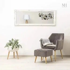 Miroir Rectangulaire Baroque Blanc 142x55cm
