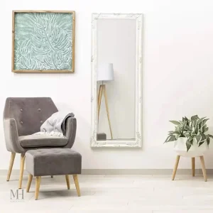 Grand Miroir Mural en Bois Style Shabby