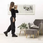 Miroir en Bois Blanc au Design Baroque