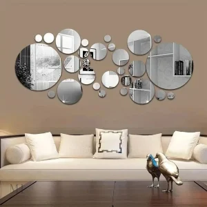Miroir Stickers Rond - Set de 26 Pièces Acrylique