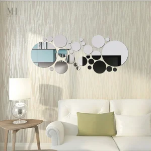 Stickers Miroir Rond pour Décoration Murale Élégante