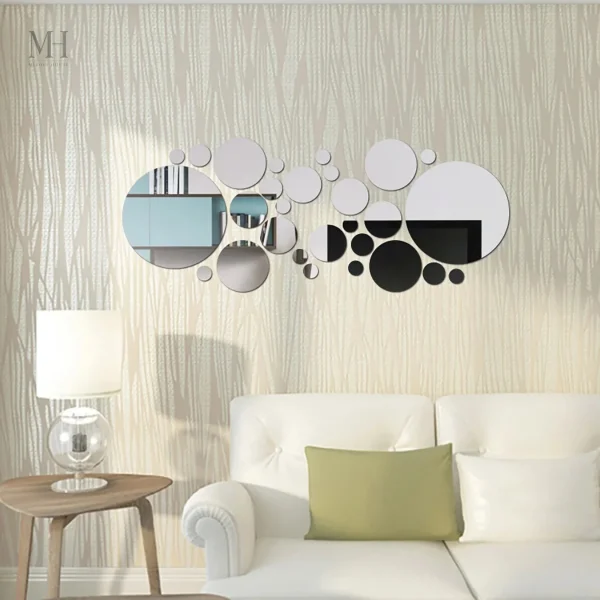 Stickers Miroir Rond pour Décoration Murale Élégante