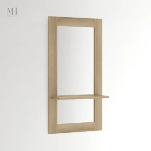 Miroir mural en bois élégant avec étagère intégrée