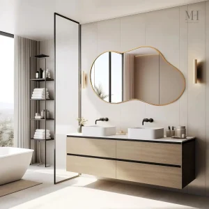 Miroir Asymétrique 116x66 cm avec Cadre Doré