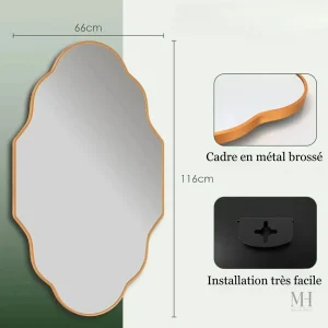 Miroir Design Moderne Cadre Noir 116x66 cm