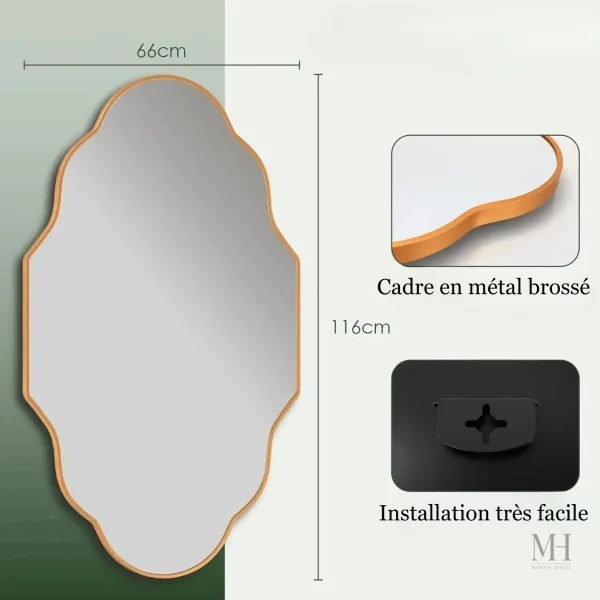 Miroir Design Moderne Cadre Noir 116x66 cm