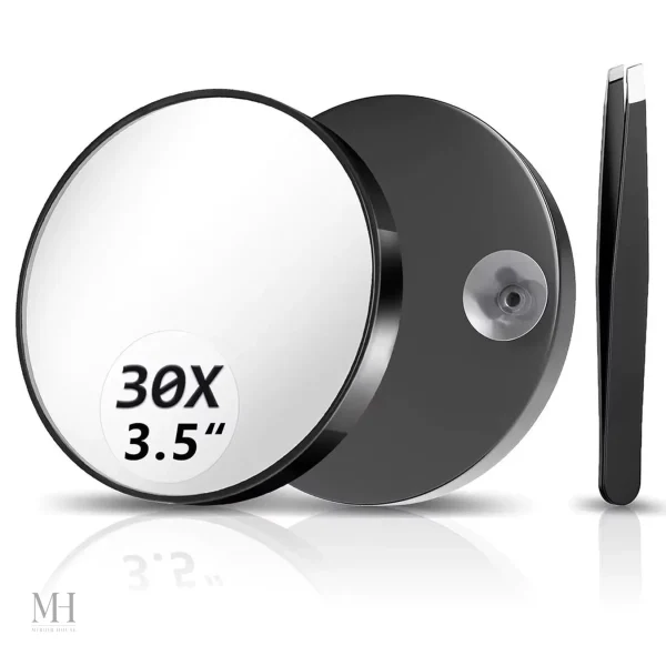 Miroir ventouse noir 30x pour un reflet détaillé