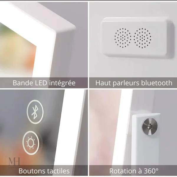 Miroir de beauté avec éclairage LED ajustable
