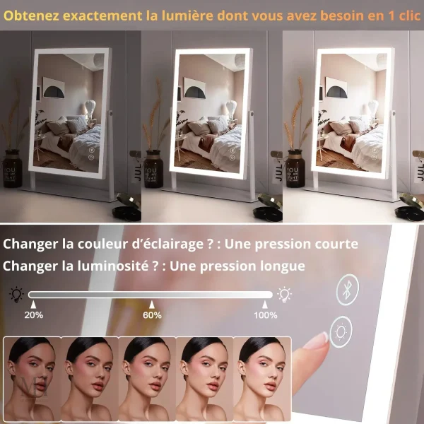 Miroir avec zoom pour des détails de maquillage parfaits