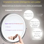 Accessoire beauté : miroir grossissant avec éclairage intégré