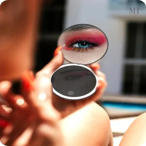Miroir de poche grossissant avec éclairage LED tactile