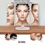 Miroir lumineux triptyque pliable pour maquillage