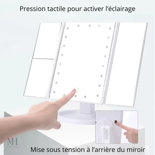 Miroir grossissant lumineux x2 pour un make-up parfait