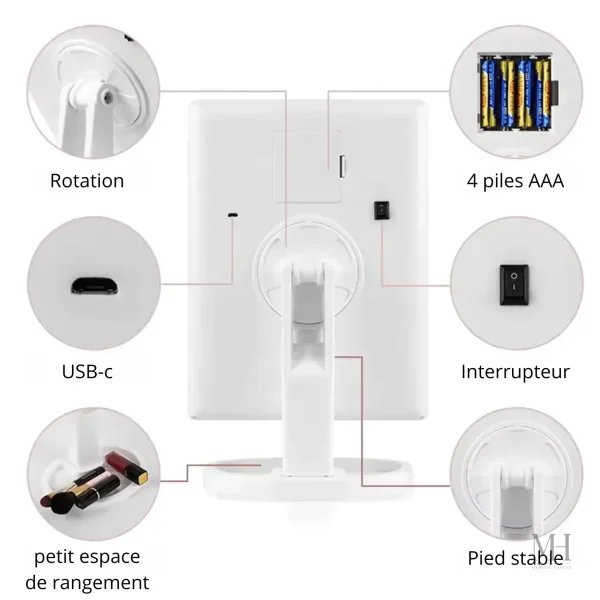 Miroir grossissant lumineux pour un maquillage précis