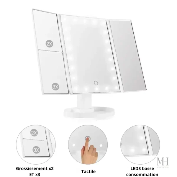 Miroir LED grossissant pour une routine beauté simplifiée