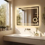 Miroir mural LED 80x60 cm avec grossissement 3x