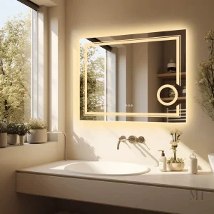 Miroir mural LED 80x60 cm avec grossissement 3x