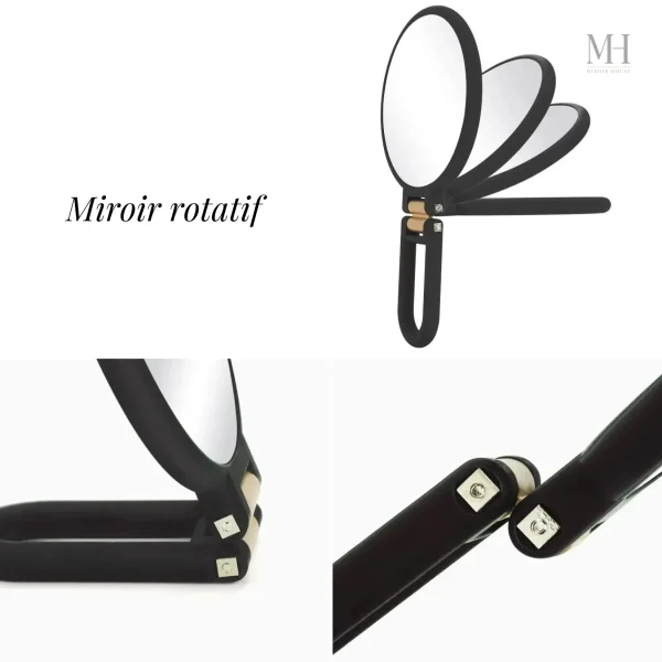 Miroir à main avec grossissement pour les retouches de beauté