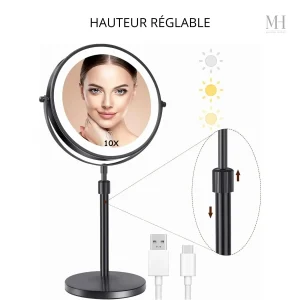 Miroir de maquillage avec éclairage LED intégré