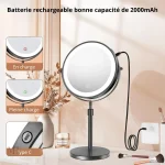 Miroir grossissant avec éclairage pour un make-up parfait