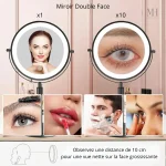 Miroir sur pied, grossissement élevé pour le visage