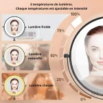 Miroir cosmétique sur pied, grossissement x10 pratique