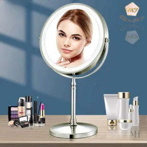 Miroir grossissant sur pied double face LED rechargeable 20 cm