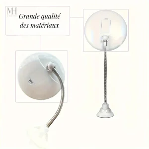 Miroir de maquillage avec rotation 360° et éclairage LED