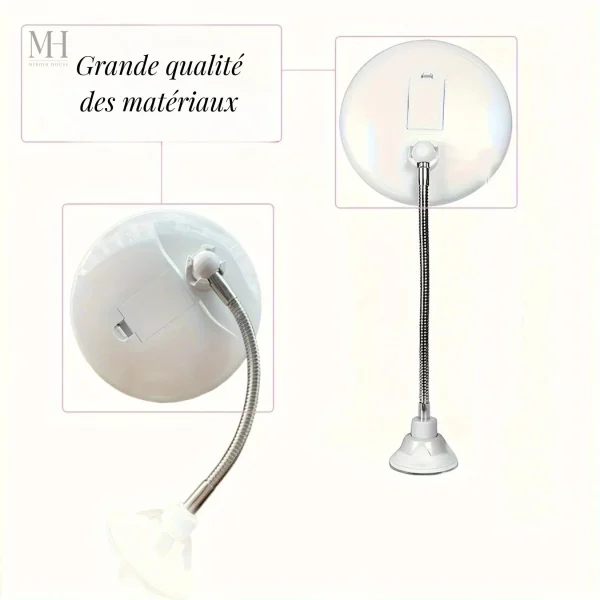 Miroir de maquillage avec rotation 360° et éclairage LED