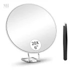 Miroir maquillage chromé avec ventouses pour fixation solide