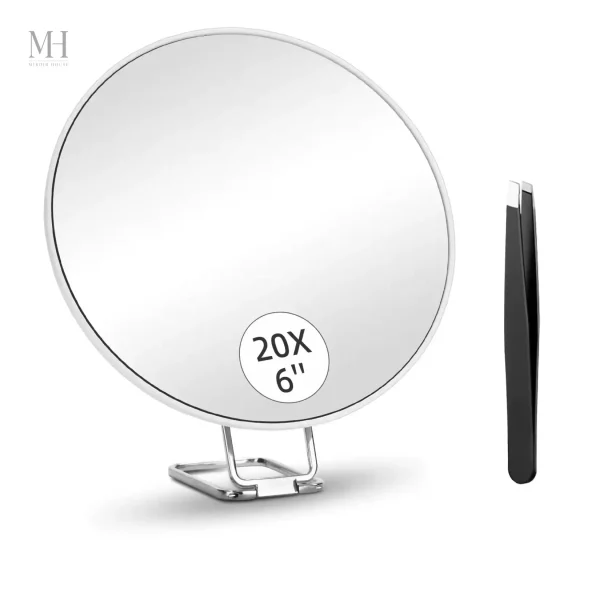 Miroir maquillage chromé avec ventouses pour fixation solide