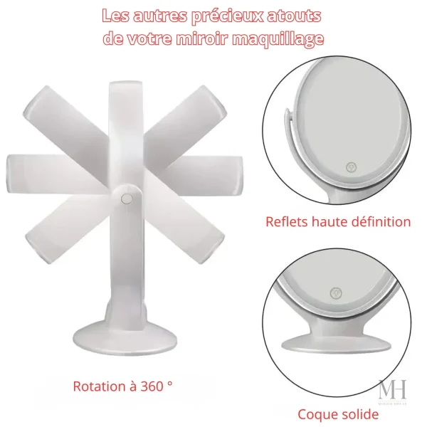 Miroir x7 avec éclairage adapté pour détails précis